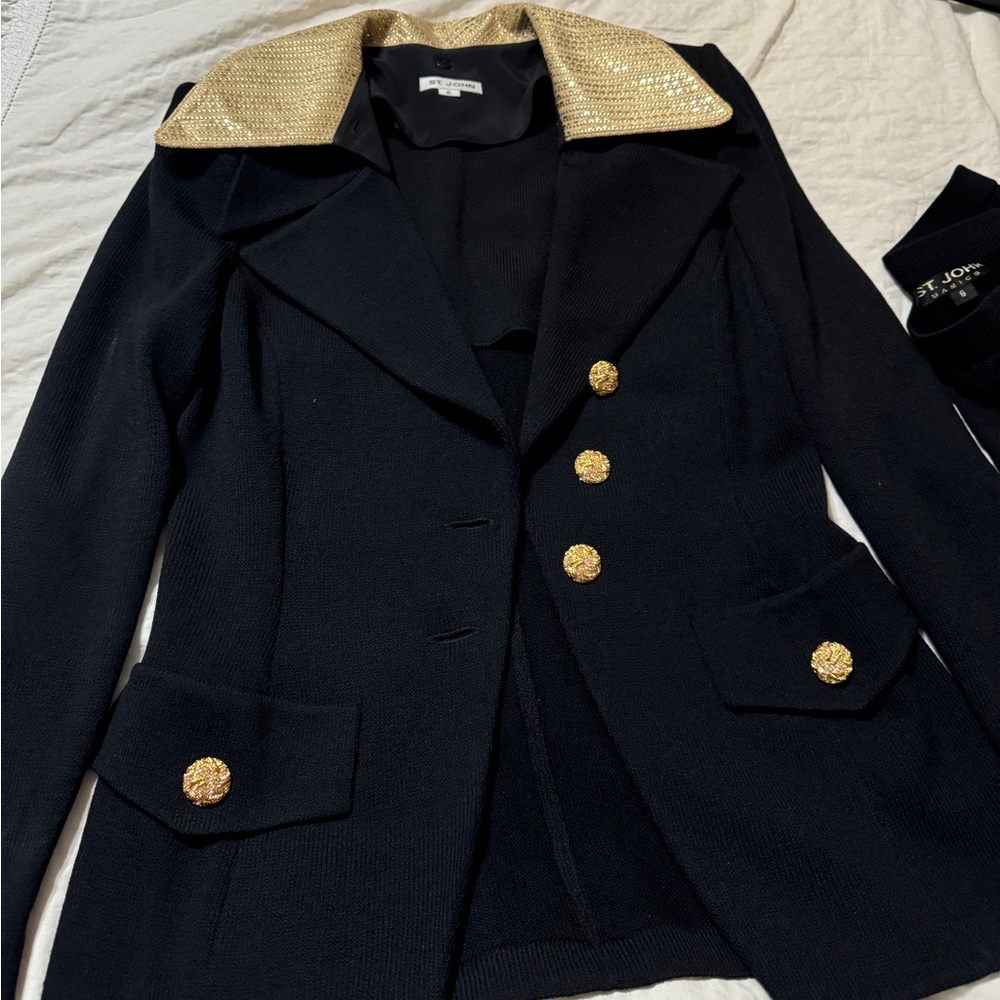 Vintage VTG St John Evening pant suit, size 6 jacket and size 8 pull on pant
